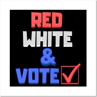 Red White and & Vote with Checkmark Posters and Art